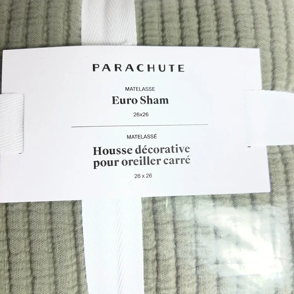 Parachute Matelasse Euro Sham Moss Green 100% Cotton 26x26 Made in Portugal NEW